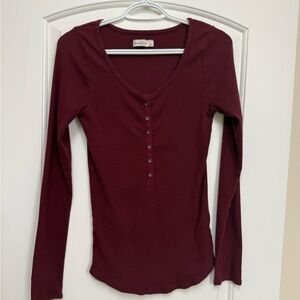 Abercrombie & Fitch Deep Red Long Sleeve Tee
